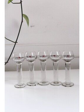 Vintage Linie Aquavit Shot Glasses Tall Stem Norway Scandivian - Set Of 5